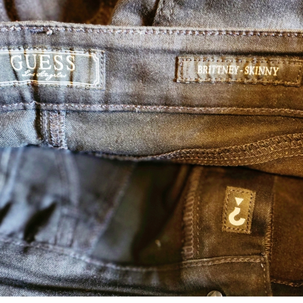 GUES LOS ANGELES BRITTNEY-SKINNY DISTRESSED BOY BLACK JEANS SIZE US  27 X REG - Picture 4 of 6